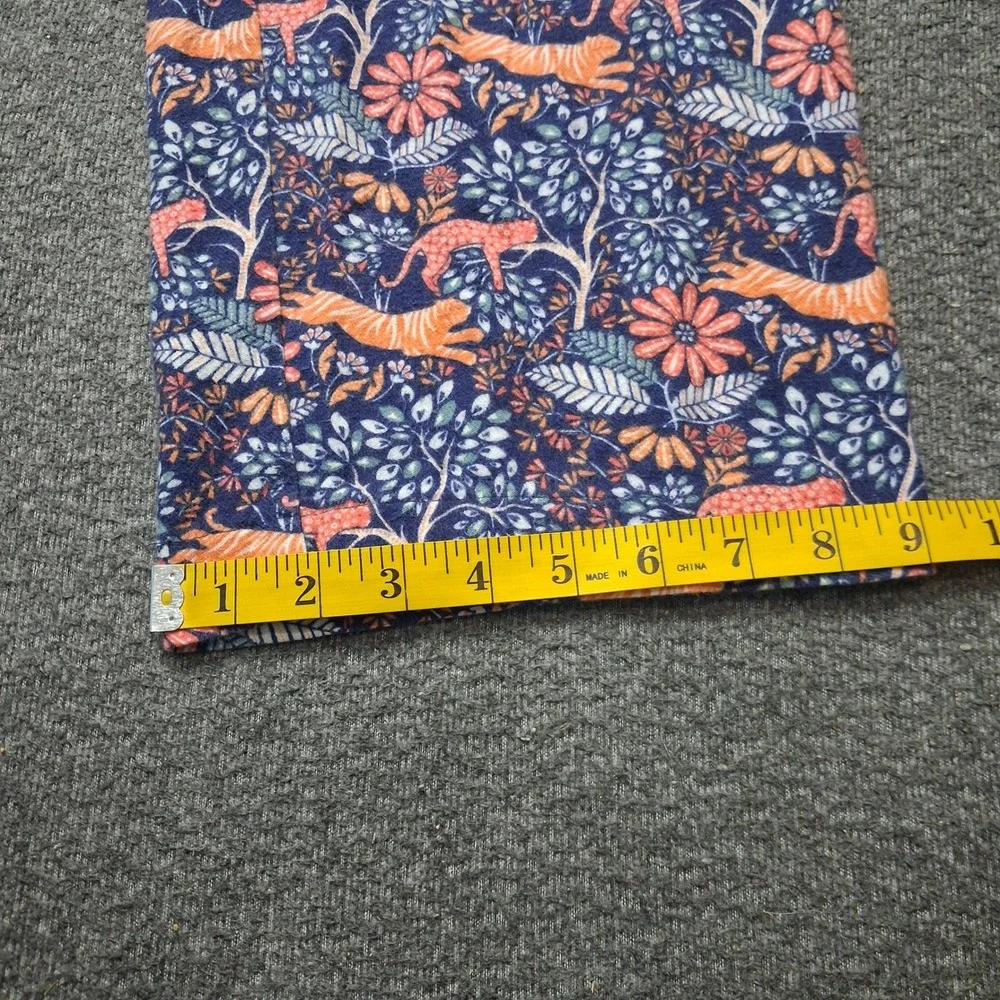 Boden Womens Cotton Flannel Pajama Set Tiger Leopard Floral Blue Orange Sz 8
